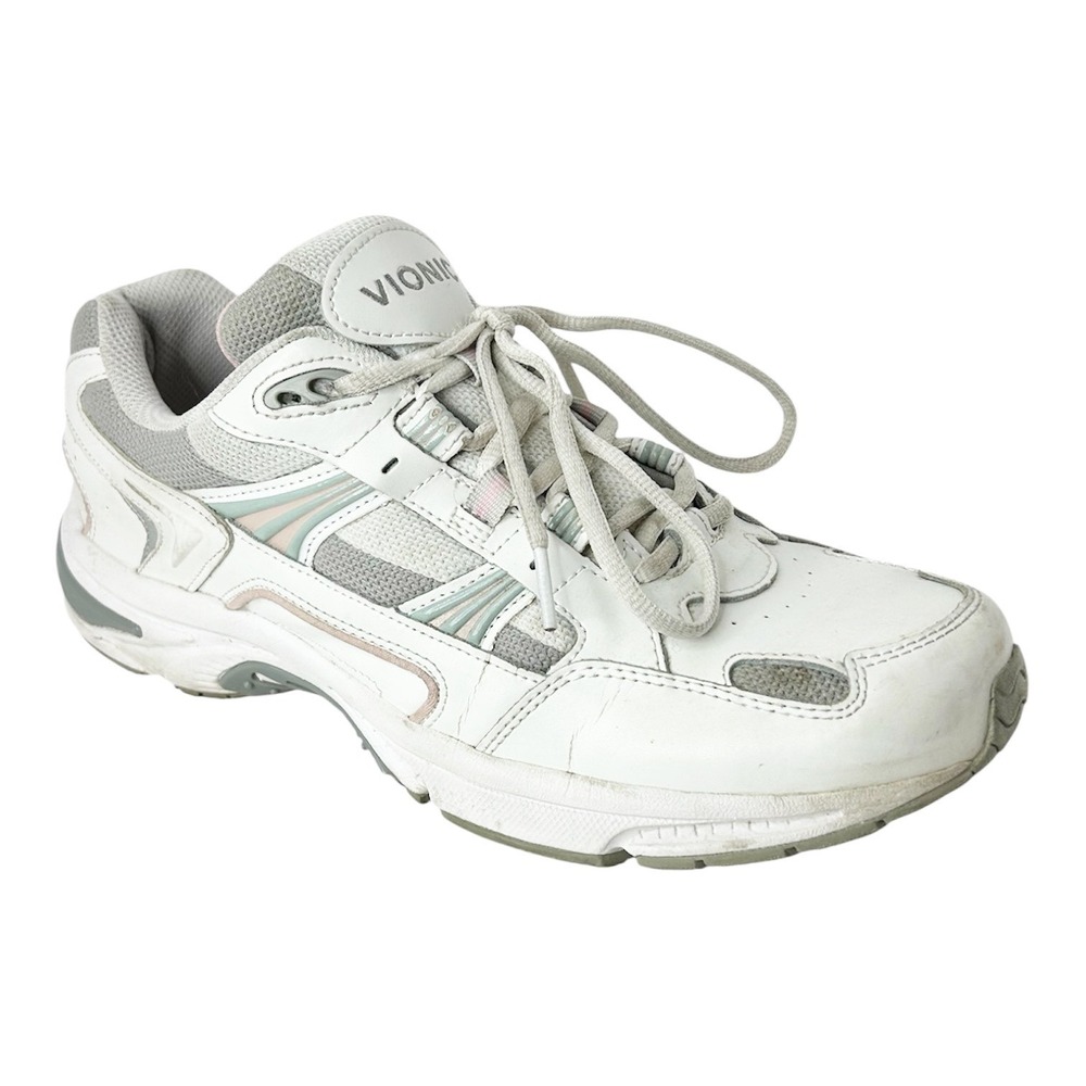 Vionic Walker Sneakers Women 11 White Leather Orthotic‎ Arch Support Shoes